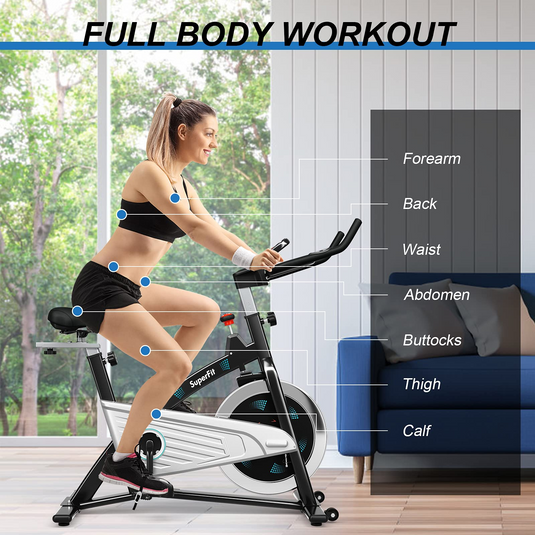Goplus stationary exercise magnetic cycling bike 30lbs discount flywheel