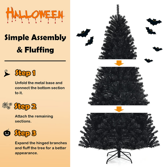 Goplus Halloween Tree, Hinged Artificial Christmas Tree Metal Stand, Perfect Halloween Decoration for Holiday Festival Parties - GoplusUS