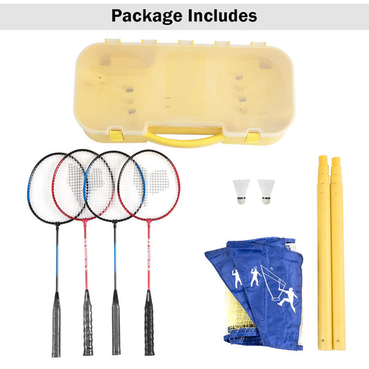 Portable Badminton Set, 10x5 ft Folding Adjustable Volleyball Badminton Net