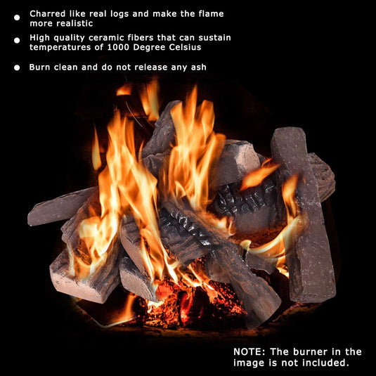 Ceramic Wood Gas Fireplace Log Set for Ventless (9 PCS/10 PCS) - GoplusUS
