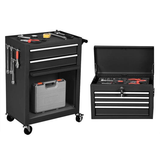 2PCS Rolling Tool Chest, 6-Drawer Toolbox Set of 2 - GoplusUS