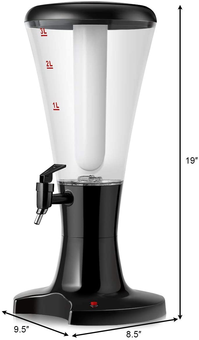 Load image into Gallery viewer, Beer Tower Dispenser 3L Cold Draft Beer Tower Beverage Dispenser with LED Lights &amp; Removable Ice Tube - GoplusUS
