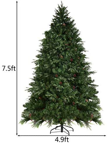 7.5FT Artificial Christmas Tree Pre-Lit Spruce Hinged Tree - GoplusUS