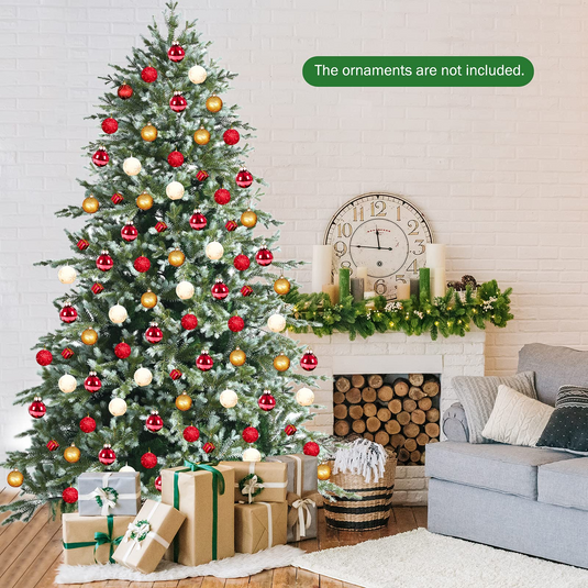 Goplus 8ft Artificial Christmas Tree, Unlit Hinged Xmas Spruce Tree w/ 1658 Mixed PE & PVC Branch Tips - GoplusUS