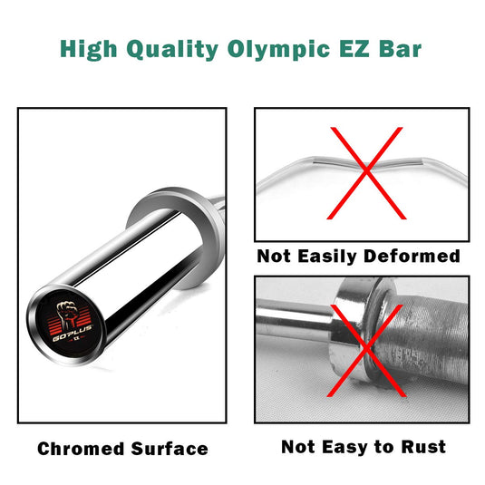 400Lbs Olympic EZ Curl Bar for Strength Training - GoplusUS