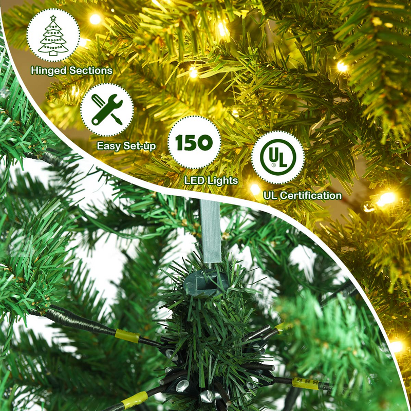 Load image into Gallery viewer, Goplus 5ft Pre-lit Artificial Christmas Tree, Hinged Fir Pencil Christmas Tree with Lights - GoplusUS
