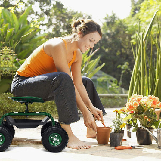 Garden Cart Gardening Workseat w/Wheels - GoplusUS