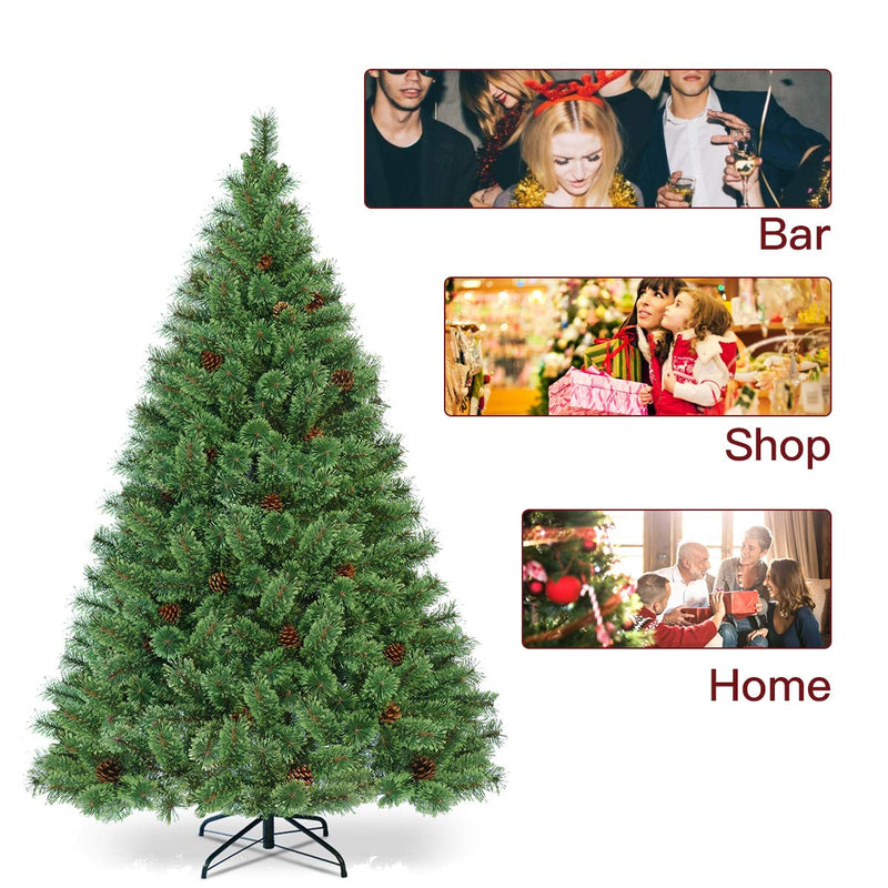 Load image into Gallery viewer, 6FT Prelit Christmas Tree, Flowering Hinged Christmas Tree - GoplusUS
