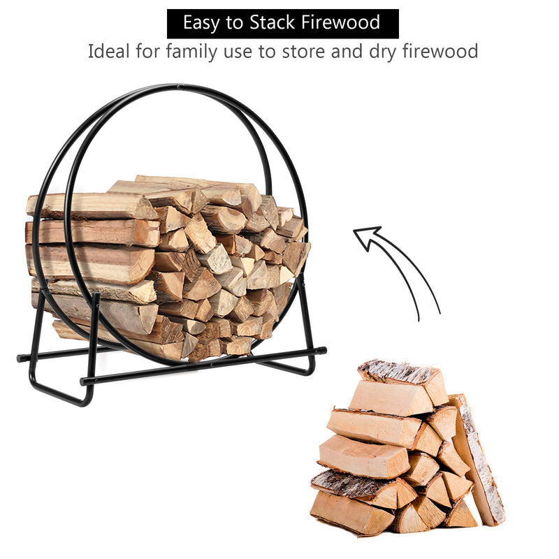 Load image into Gallery viewer, 30 Inch Firewood Log Hoop, Tubular Steel Log Holder - GoplusUS
