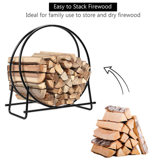 30 Inch Firewood Log Hoop, Tubular Steel Log Holder - GoplusUS