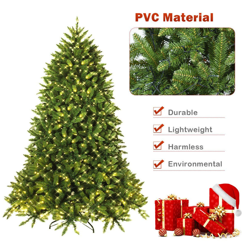 Load image into Gallery viewer, 7.5ft Prelit Christmas Tree, Premium Hinged Artificial Fir Tree - GoplusUS
