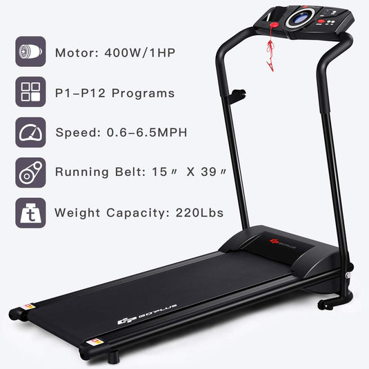 Compact Folding Treadmill for Home, Superfit Electric Walking Running Machine - GoplusUS