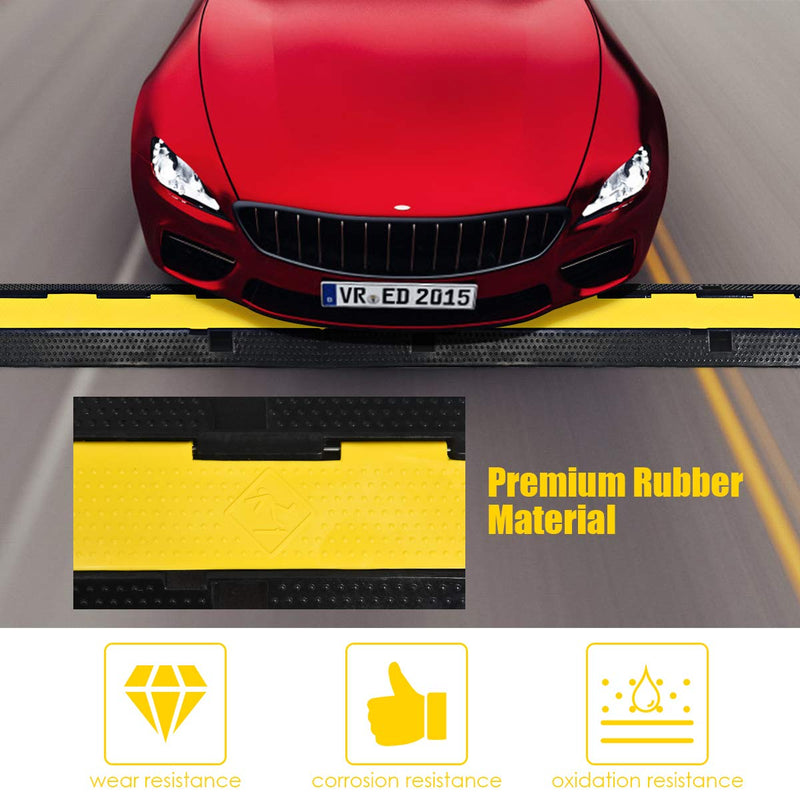 Load image into Gallery viewer, Goplus Rubber Cable Protectors, 2 Channel Hose Cable Protector Ramp Heavy Duty Traffic Speed Bump - GoplusUS

