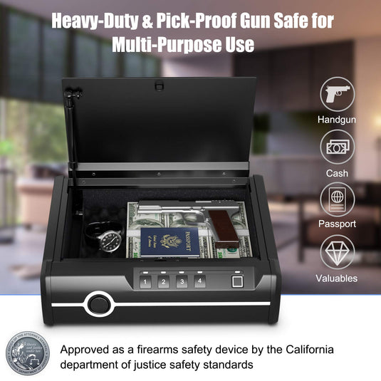 Gun Safe for 2 Pistols, DOJ Approved Pistol Safe - GoplusUS