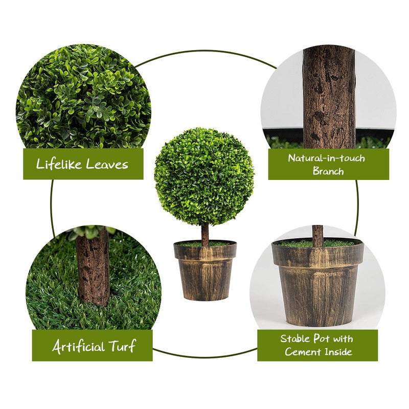 Load image into Gallery viewer, 22&quot; Artificial Ball Shaped Tree, Boxwood Tabletop Plant - GoplusUS
