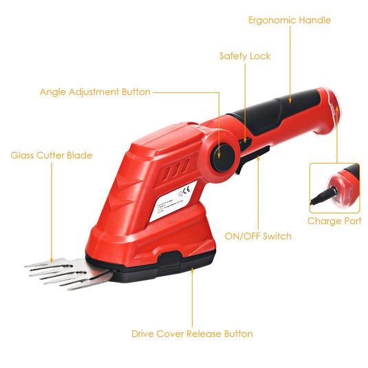 2 in 1 Cordless Grass Shear + Hedge Trimmer w/ 3.6V Rechargeable Battery - GoplusUS