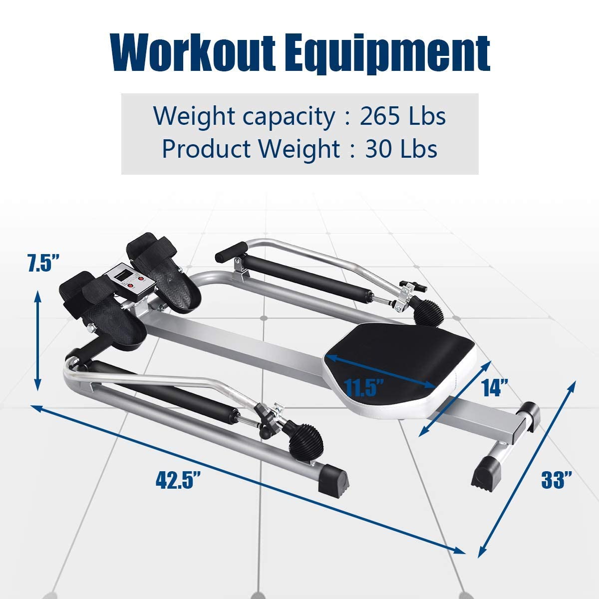 Goplus Hydraulic Rowing Machine Rower with LCD Monitor