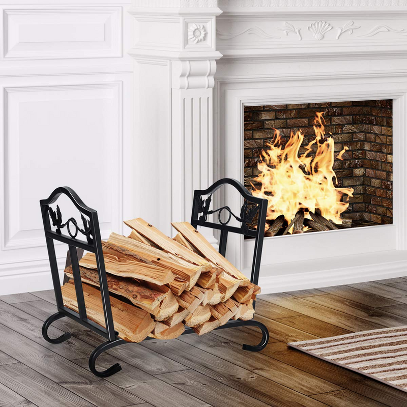 Load image into Gallery viewer, Goplus Foldable Firewood Log Rack, Wrought Iron Firewood Storage Carrier - GoplusUS
