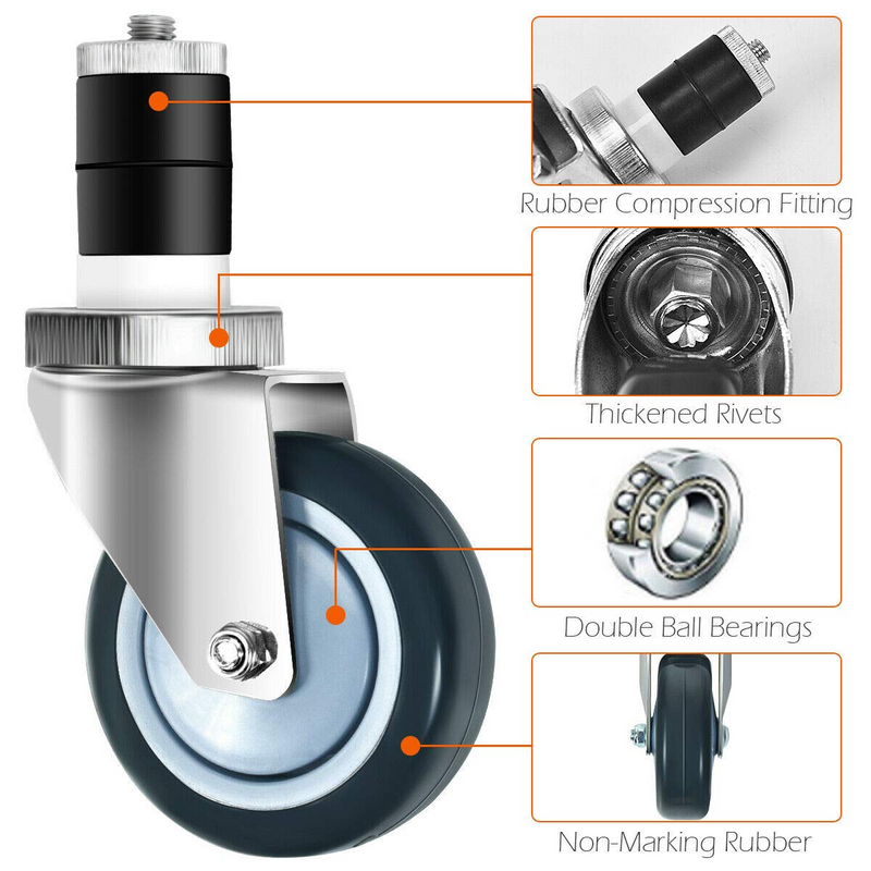 Load image into Gallery viewer, Goplus 4 inch Caster Wheel Set,Expanding Stem Caster Set of 4, 2 Wheels with Brakes - GoplusUS
