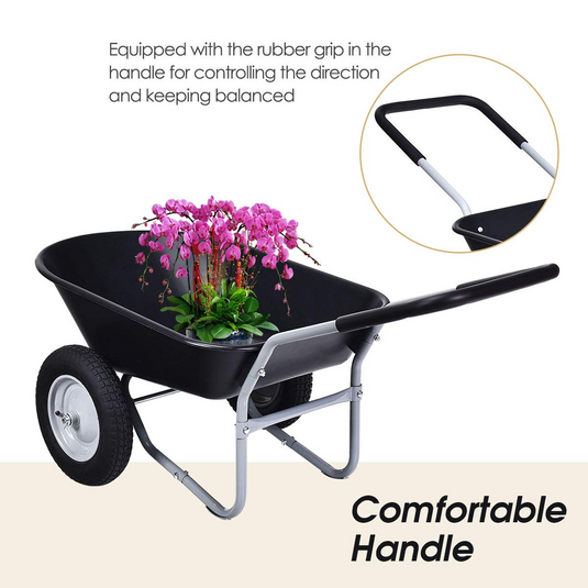 Goplus Dual Wheel Wheelbarrow, Heavy Duty Garden Cart, 330 lbs Capacity Utility Cart - GoplusUS