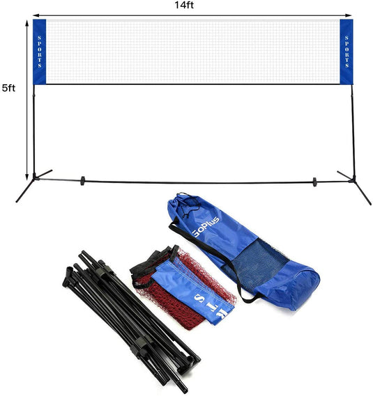 Portable Badminton Net, 2.5' to 5' Height Adjustable - GoplusUS