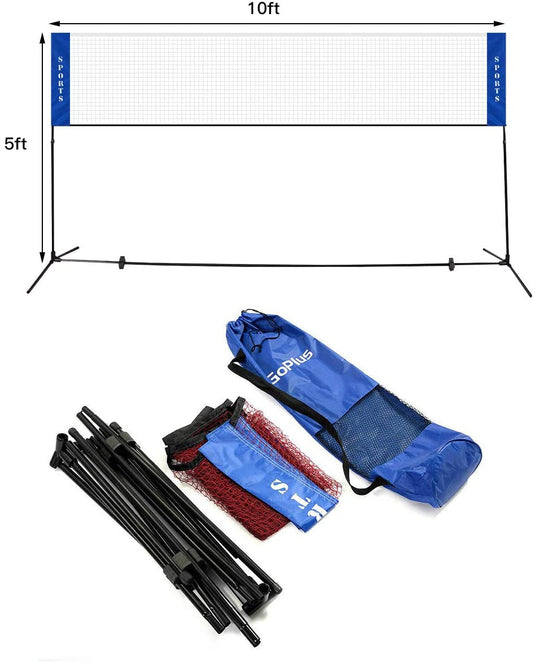 Portable Badminton Net, 2.5' to 5' Height Adjustable Kids Velleyball Tennis Pickleball Competition Training Net