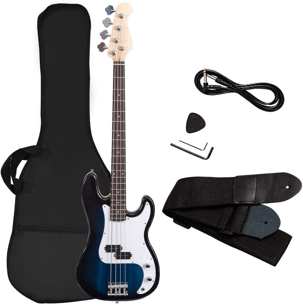 Electric Bass Guitar Full Size 4 String with Strap Guitar Bag Amp Cord - GoplusUS