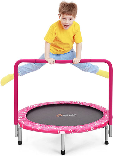 36Inch Kids Trampoline, Foldable Mini Rebounder with Full Covered Handle and Safety Pad - GoplusUS