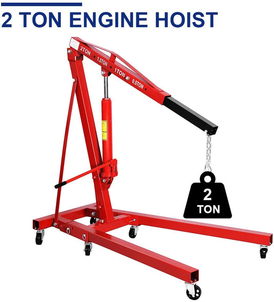 2 Ton Folding Engine Hoist Cherry Picker Shop Crane Hoist Lift - GoplusUS