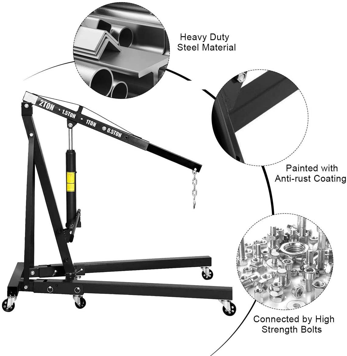 2 Ton Folding Engine Hoist Cherry Picker Shop Crane Hoist Lift