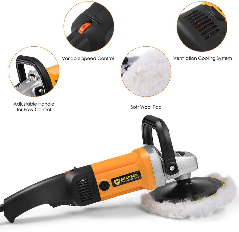 Load image into Gallery viewer, Electric Car Polisher Variable 6-Speed Rotary Polisher 7&quot; Buffer Sander w/Bonnet Pad - GoplusUS
