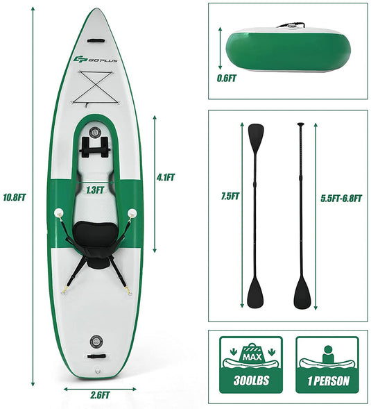 Inflatable Kayak for 1 Person, Fishing Kayak - GoplusUS