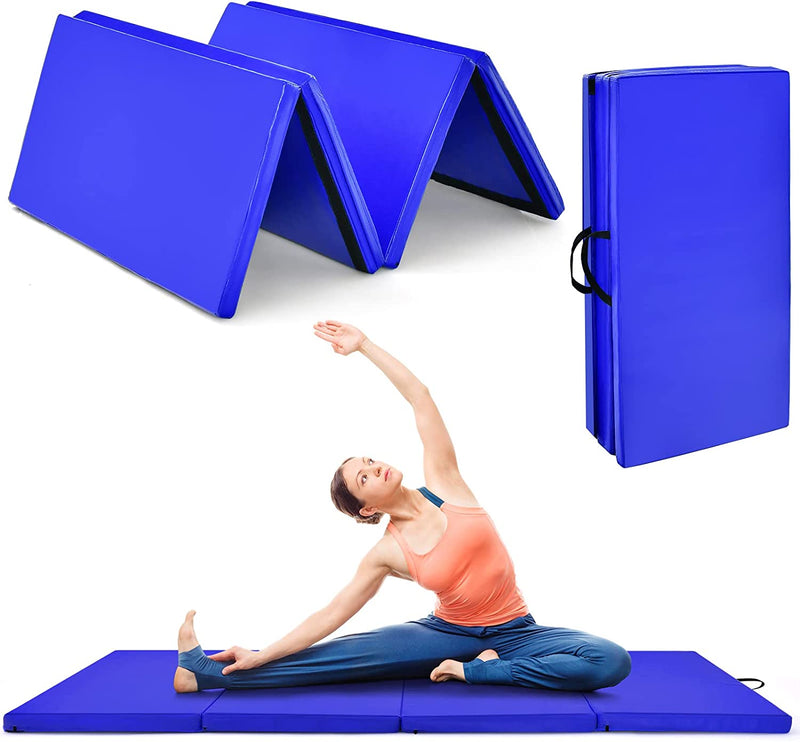 Load image into Gallery viewer, Goplus 8&#39; x 4&#39; Folding Gymnastics Mat, 2&quot; Thick 4 Fold Exercise Tumbling Mat with Carrying Handles for Home Gym Fitness
