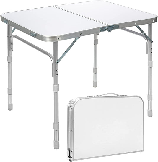 Folding Table, Height Adjustable Aluminum Foldable Utility Table - GoplusUS