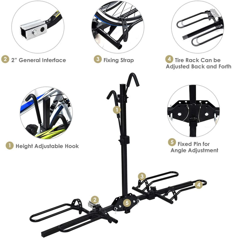 Load image into Gallery viewer, 2-Bike Hitch Mount Rack Hitch Mounted Bike Carrier Foldable Receiver 2&quot; - GoplusUS
