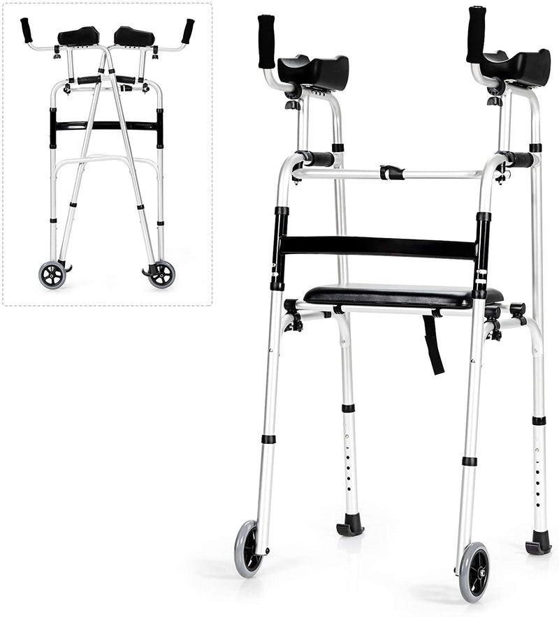 Load image into Gallery viewer, Foldable Standard Walker, Lightweight Aluminum Alloy Rehabilitation Auxiliary Walker - GoplusUS
