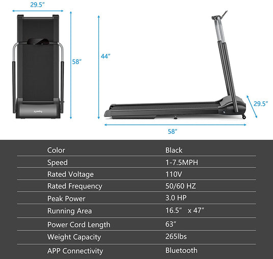 3.0HP Folding Treadmill, Foldable Superfit Treadmill - GoplusUS