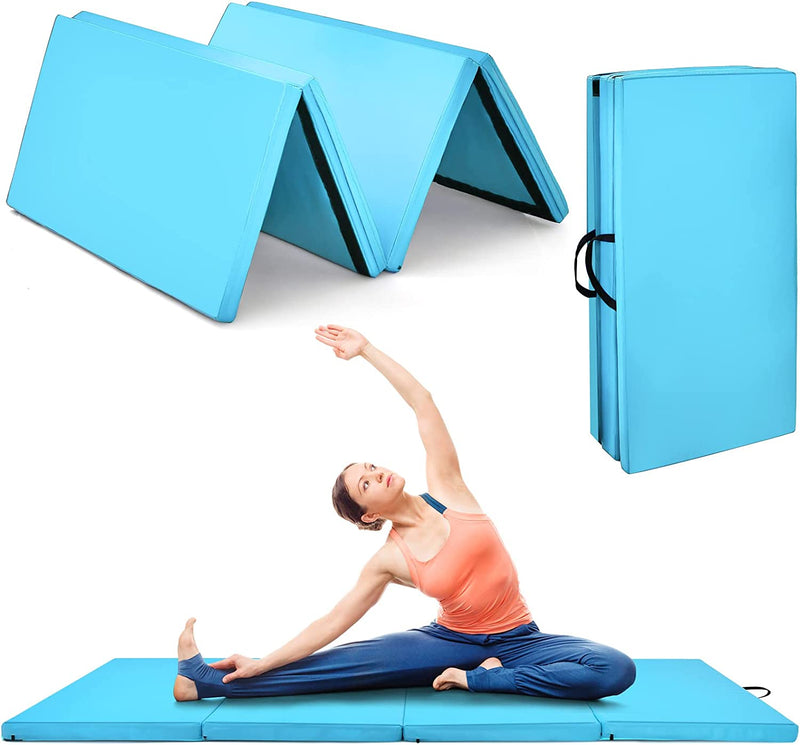 Load image into Gallery viewer, Goplus 8&#39; x 4&#39; Folding Gymnastics Mat, 2&quot; Thick 4 Fold Exercise Tumbling Mat with Carrying Handles for Home Gym Fitness
