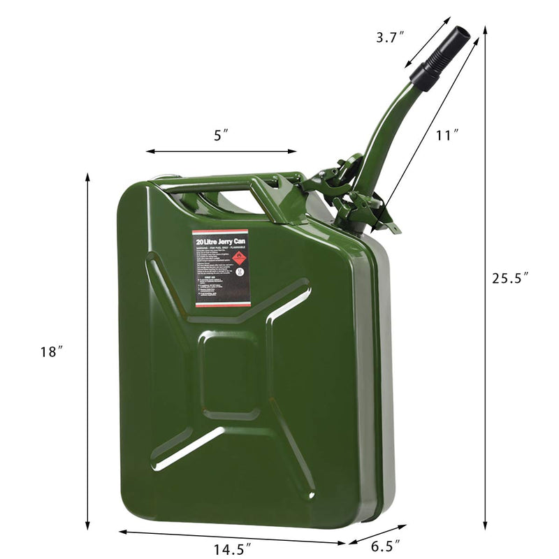 Load image into Gallery viewer, 20 Liter (5 Gallon) Jerry Fuel Can with Flexible Spout Equipment (Army Green) - GoplusUS
