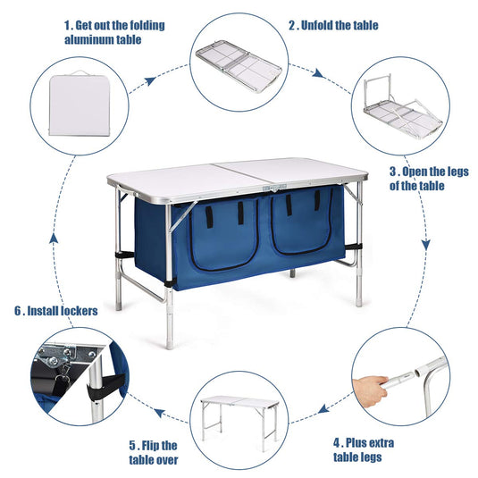 Folding Camping Table with Storage - GoplusUS
