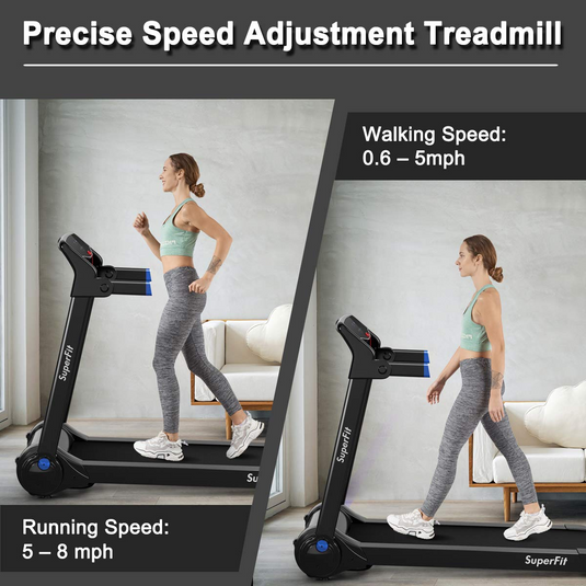 Goplus 3HP Electric Folding Treadmill, with APP Control, Bluetooth Speaker and HD Touch Screen - GoplusUS