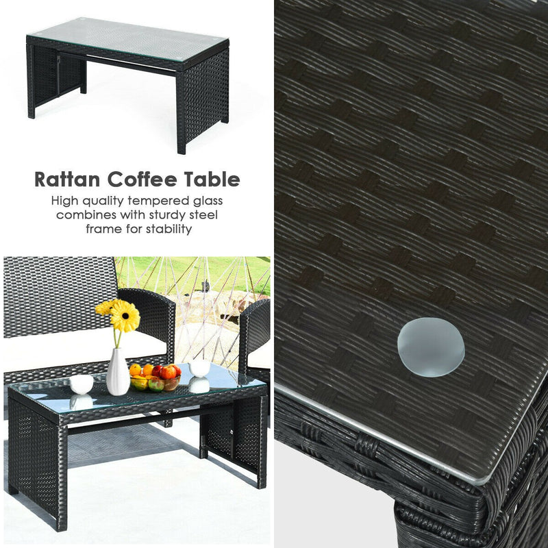 Load image into Gallery viewer, Patio Furniture 4 Pieces Rattan Conversation Sofa Set - GoplusUS
