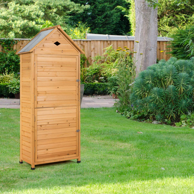 Load image into Gallery viewer, Outdoor Storage Shed, Lockable Fir Wood Garden Tool Storage Cabinet - GoplusUS
