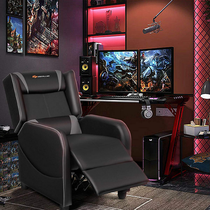 Load image into Gallery viewer, Goplus Massage Gaming Recliner Chair, Racing Style PU Leather Single Recliner Sofa with Footrest - GoplusUS

