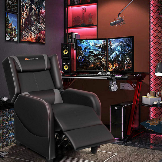 Goplus Massage Gaming Recliner Chair Racing Style PU Leather