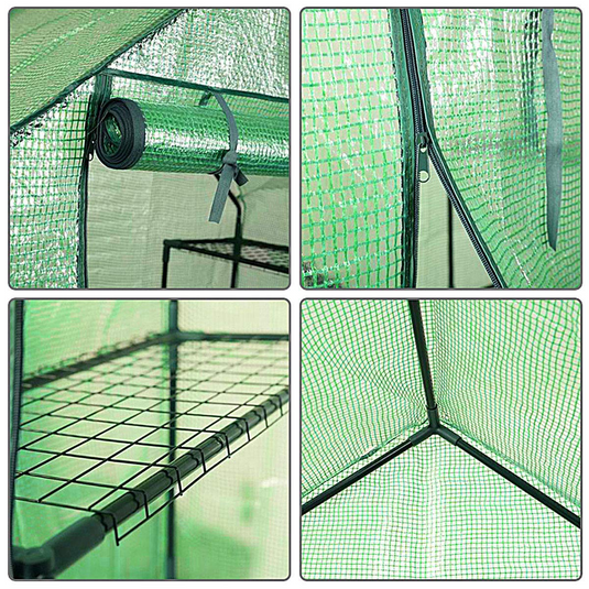 Green House Walk in Plant Gardening Greenhouse Plastic 4-Tier 8 Shelves for Indoor Outdoor, 4.9" x 2.5" x 6.4" - GoplusUS