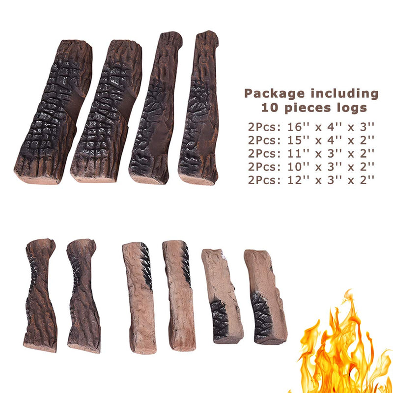 Load image into Gallery viewer, Ceramic Wood Gas Fireplace Log Set for Ventless (9 PCS/10 PCS) - GoplusUS
