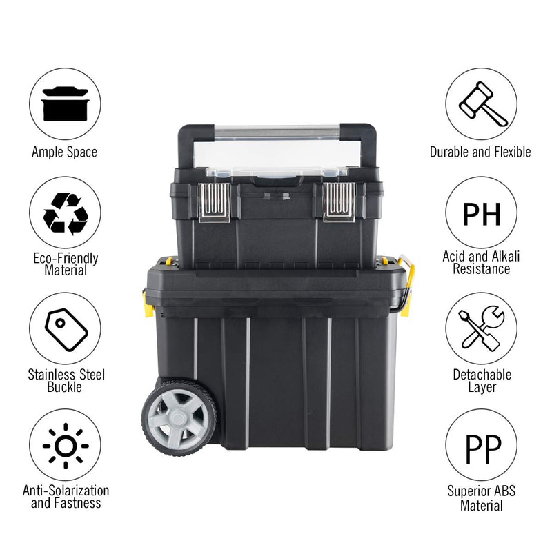 Tool Box Double Layer Plastic Tool Boxes Portable Tool Kit with Stainless  Steel Buckle Storage Case Strong Sturdy Tool Set