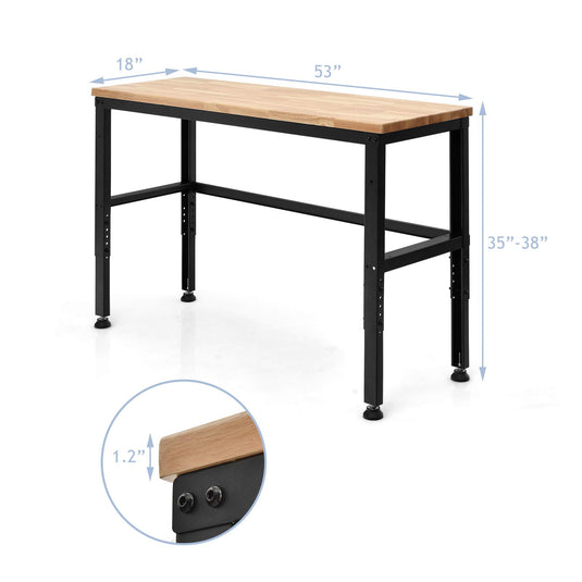 Adjustable Workbench, 53" Oak Board Garage Work Bench - GoplusUS