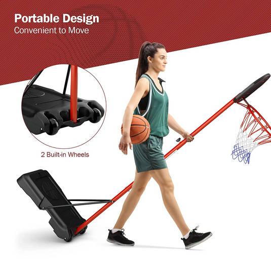 Portable Basketball Hoop, Height Adjustable Basketball Goal System [6.5FT-8.5FT] w/Shatterproof Backboard